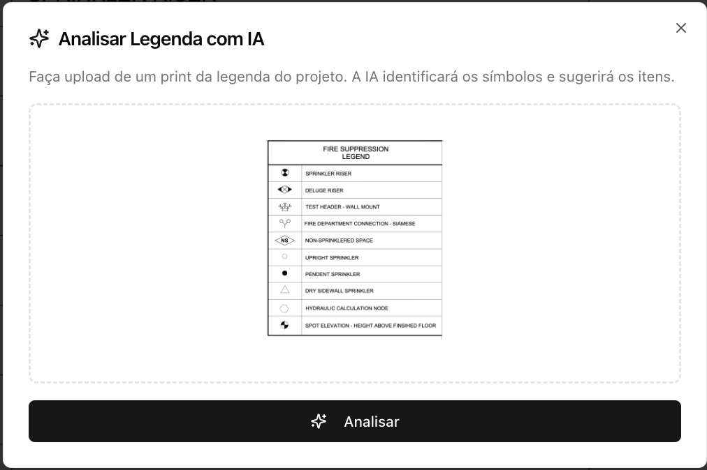 Upload do print da legenda do projeto
